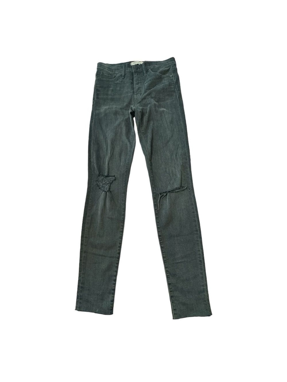 Madewell 9” High Rise Skinny Raw Hem Distressed Black Jeans Women’s Size 28T